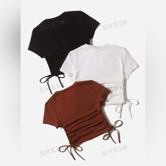 SHEIN Drawstring Ruched Side Tee - Picture 2 of 5